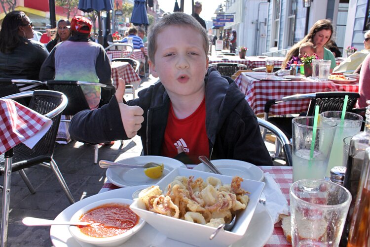 I love that my son loves Calamari! We also shared some crab. 